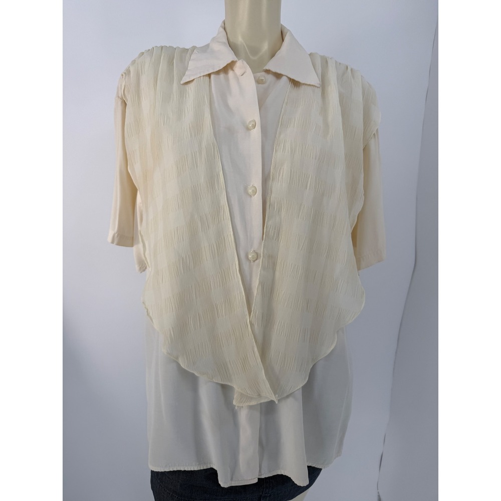 Vintage 90s Bentley Plus Ivory Layered Textured Blouse Minimalist Lagenlook